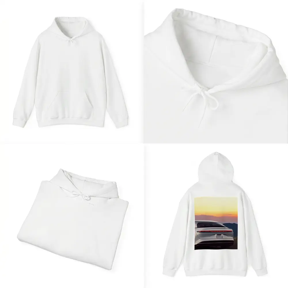 Lucid Air Rear View Sunset Mountains – Hoodies