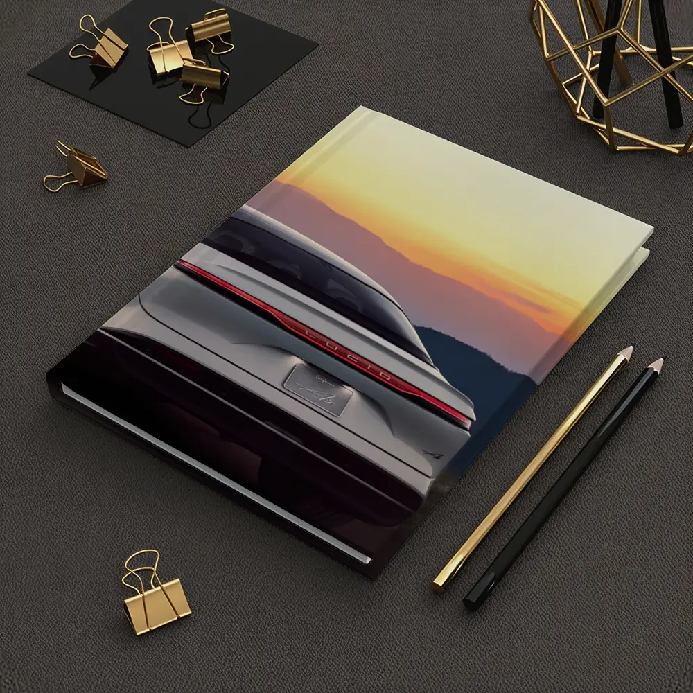 Lucid Air Rear View Sunset Mountains – Notebooks