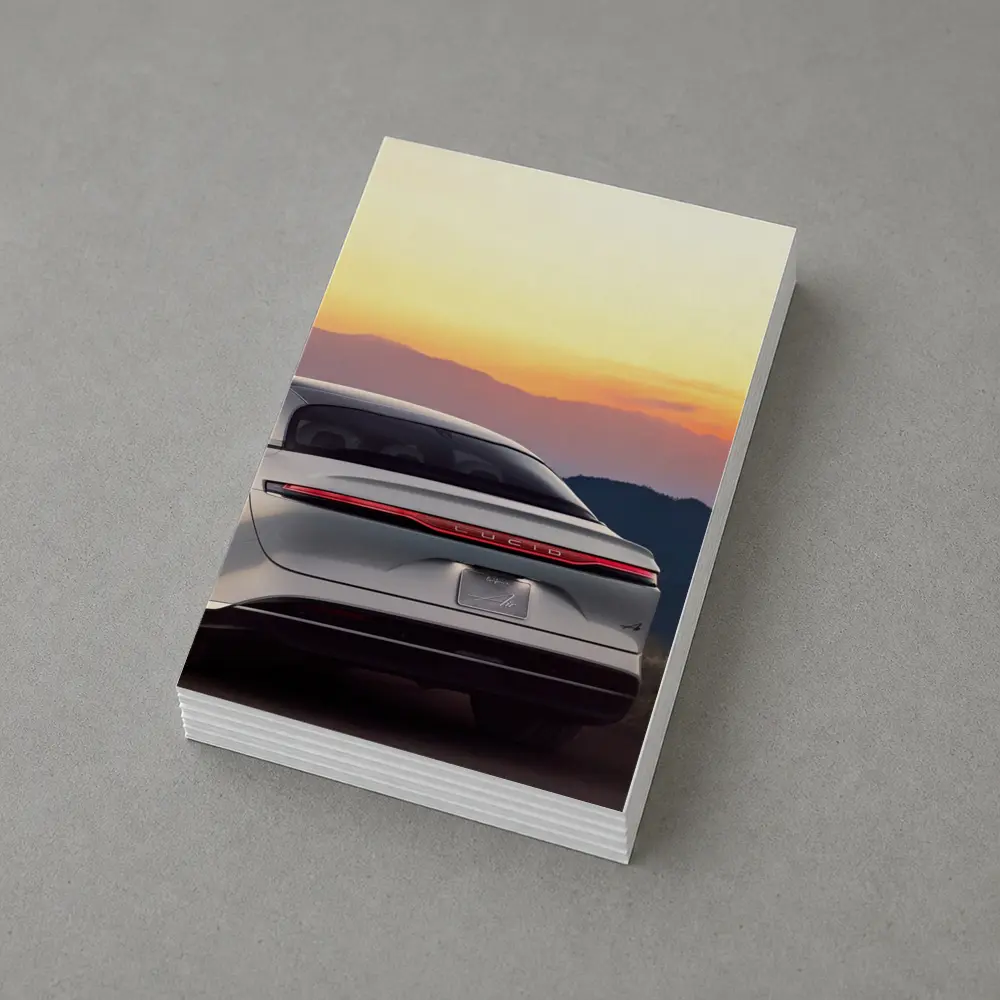Lucid Air Rear View Sunset Mountains – Postcards