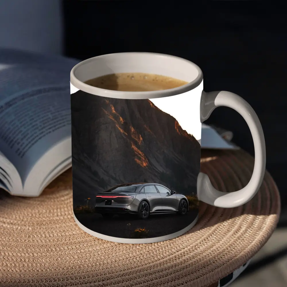 Lucid Air Silver Sedan Mountain Dusk – Mugs