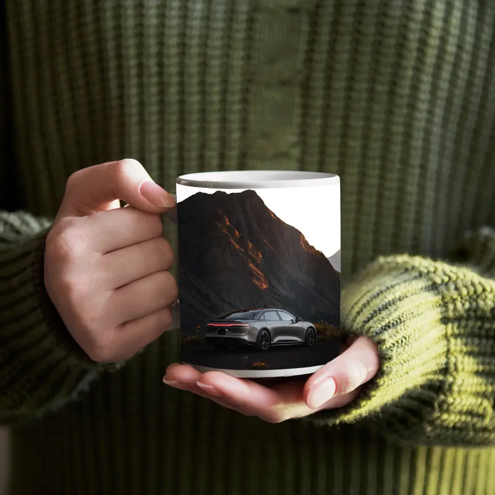 Lucid Air Silver Sedan Mountain Dusk – Mugs