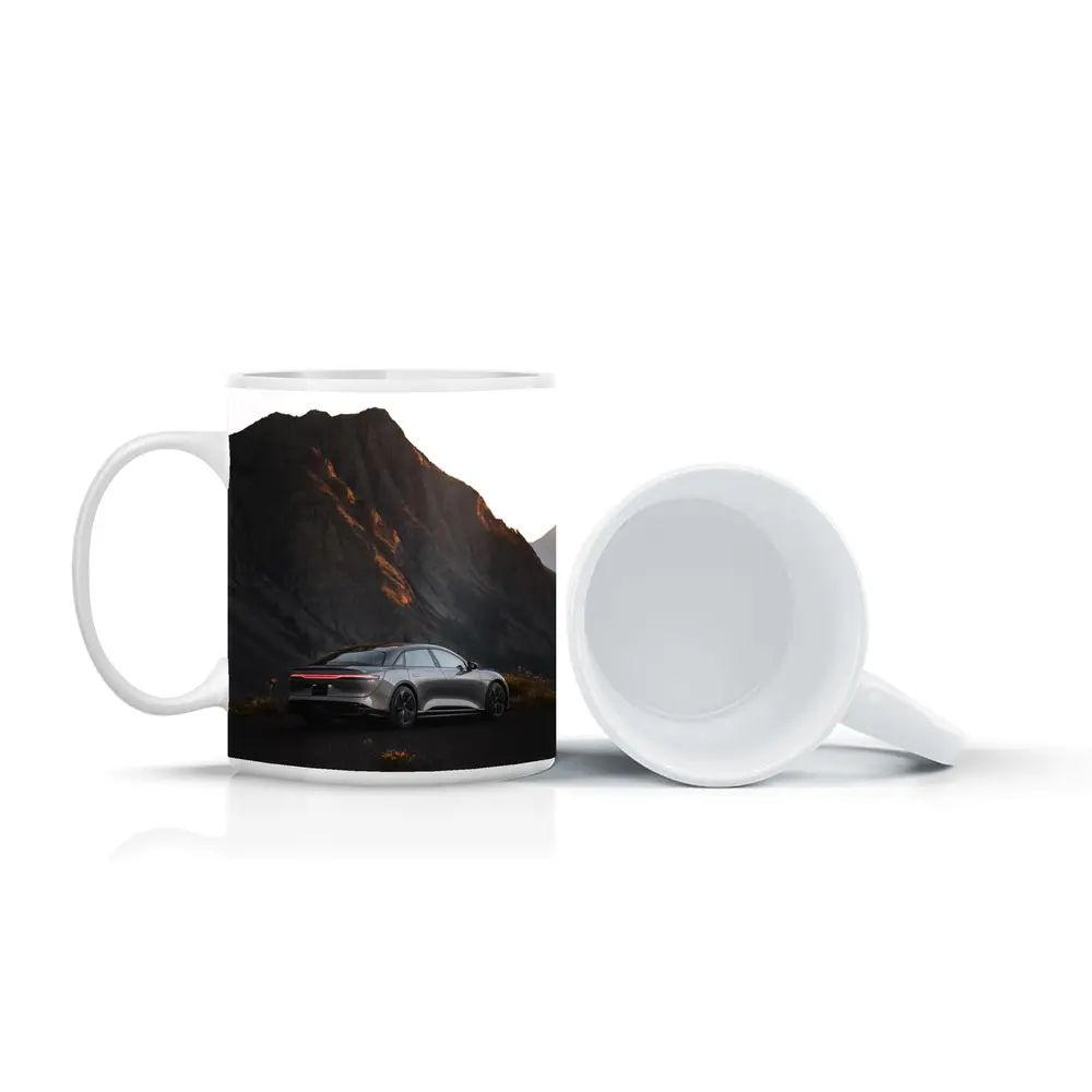 Lucid Air Silver Sedan Mountain Dusk – Mugs