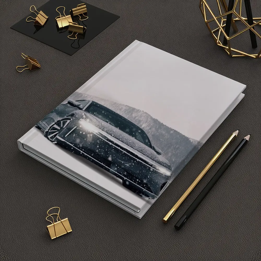 Lucid Air Electric Sedan In Snowy Landscape – Notebooks