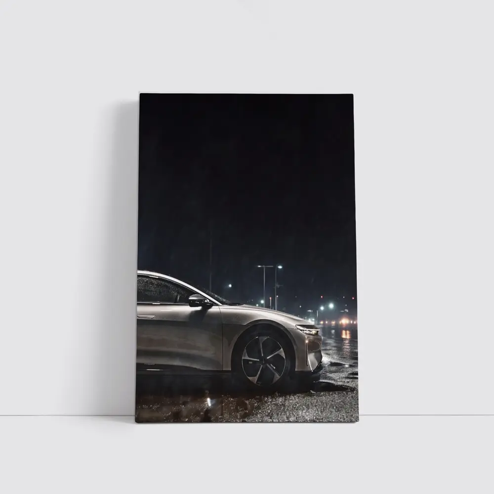 Lucid Air Sedan Rainy Night City Street – Wall Art