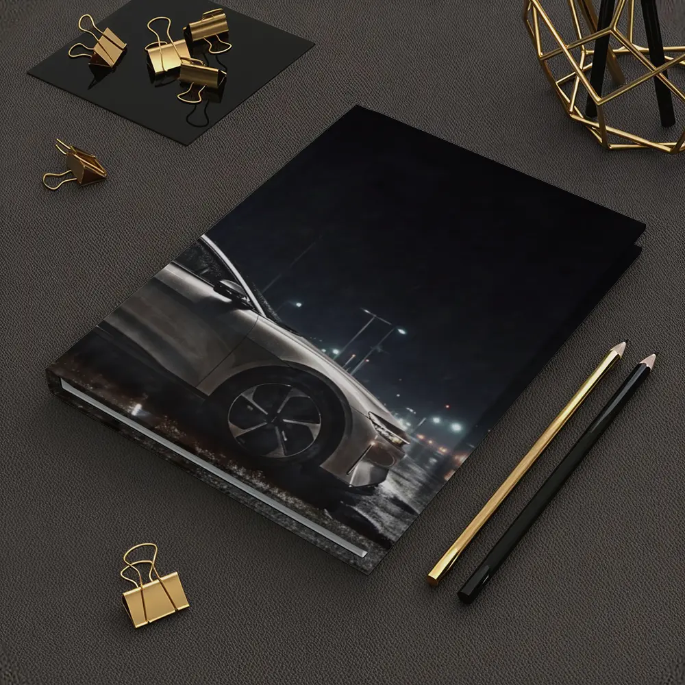 Lucid Air Sedan Rainy Night City Street – Notebooks