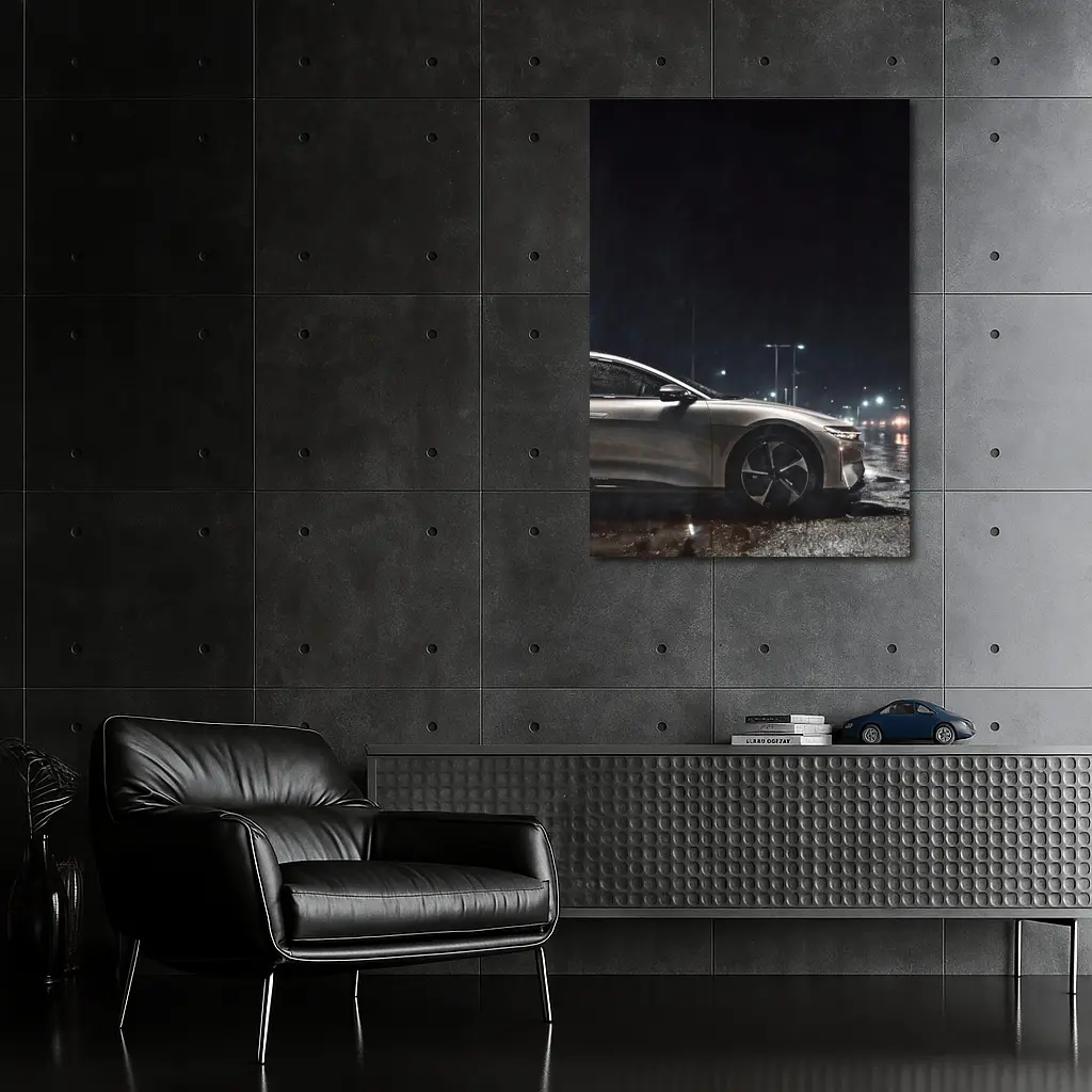 Lucid Air Sedan Rainy Night City Street – Wall Art