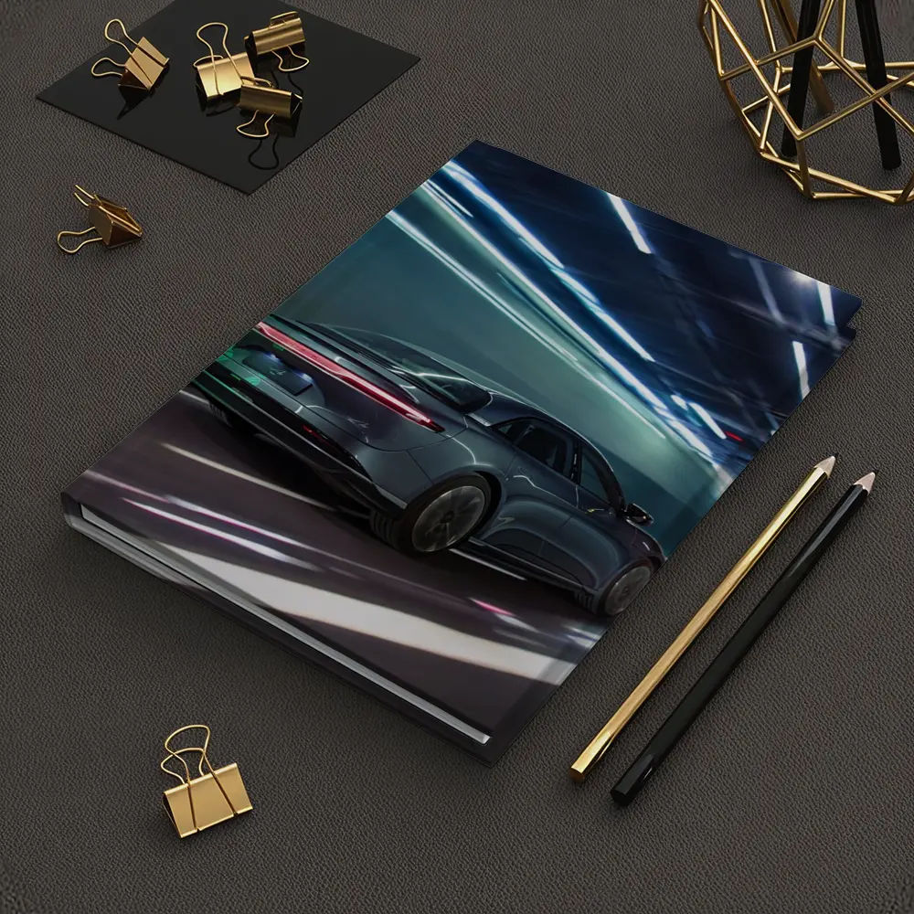 Lucid Air Speeding Through Neon Tunnel Night – Notebooks