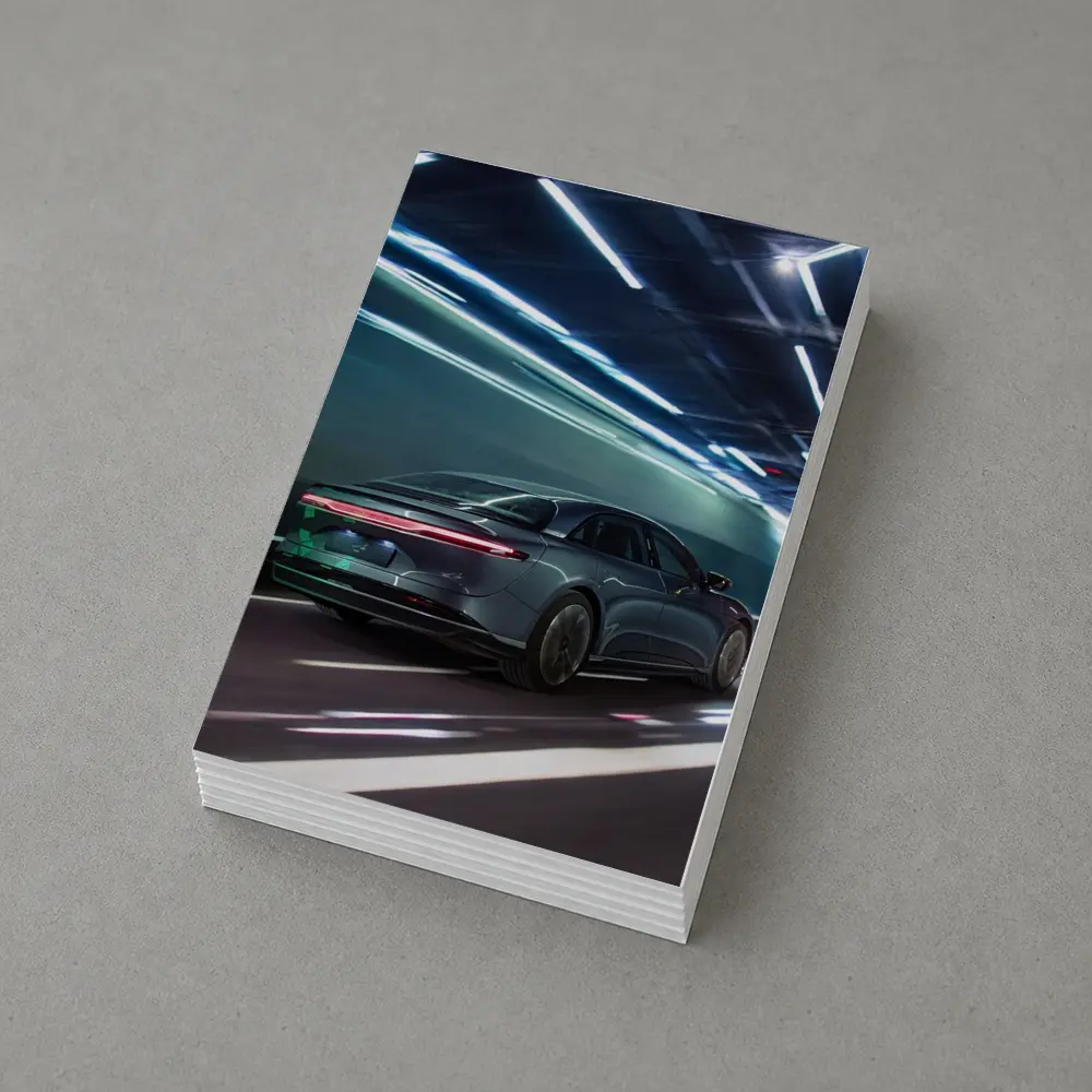 Lucid Air Speeding Through Neon Tunnel Night – Postcards
