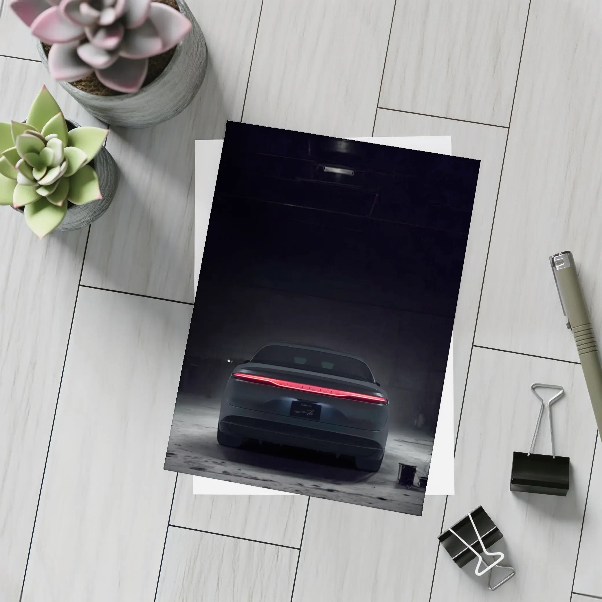 Lucid Air Rear Dark Garage Night – Postcards