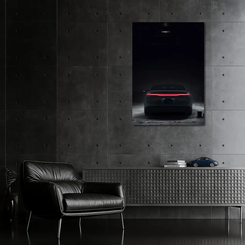 Lucid Air Rear Dark Garage Night – Wall Art