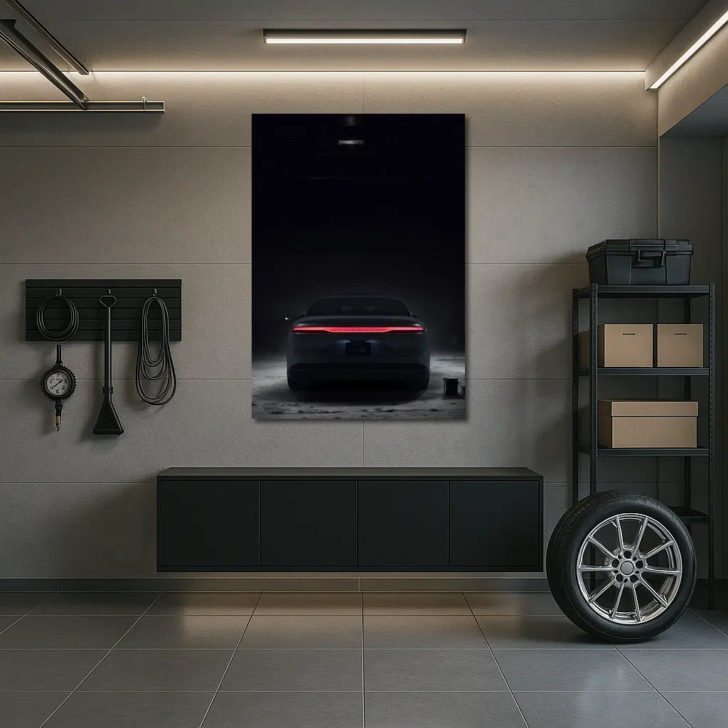 Lucid Air Rear Dark Garage Night – Wall Art