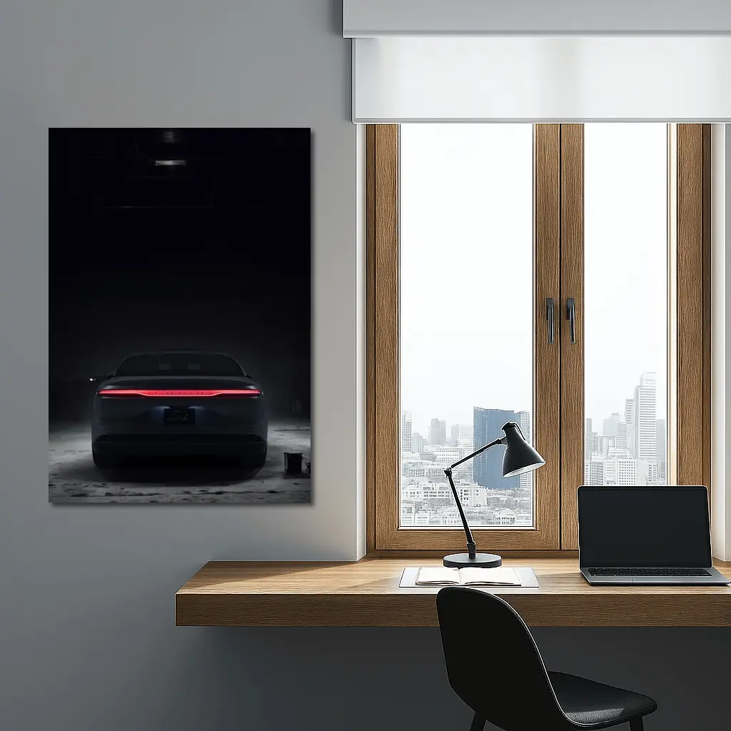Lucid Air Rear Dark Garage Night – Wall Art