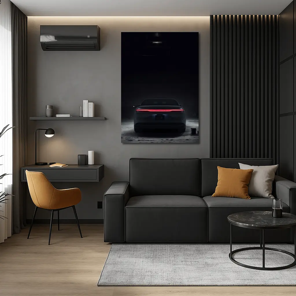 Lucid Air Rear Dark Garage Night – Wall Art
