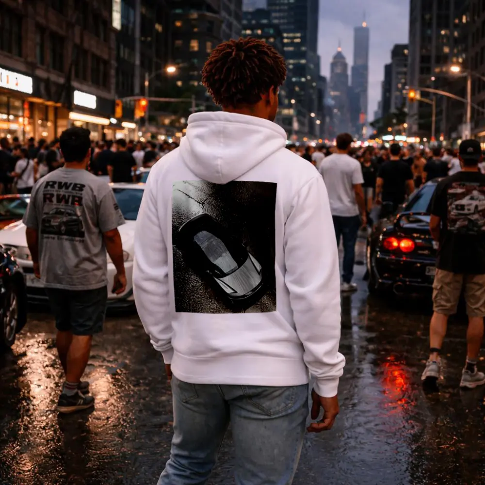Lucid Air Wet Rainy Street Top View – Hoodies