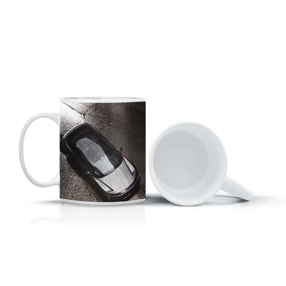 Lucid Air Wet Rainy Street Top View – Mugs