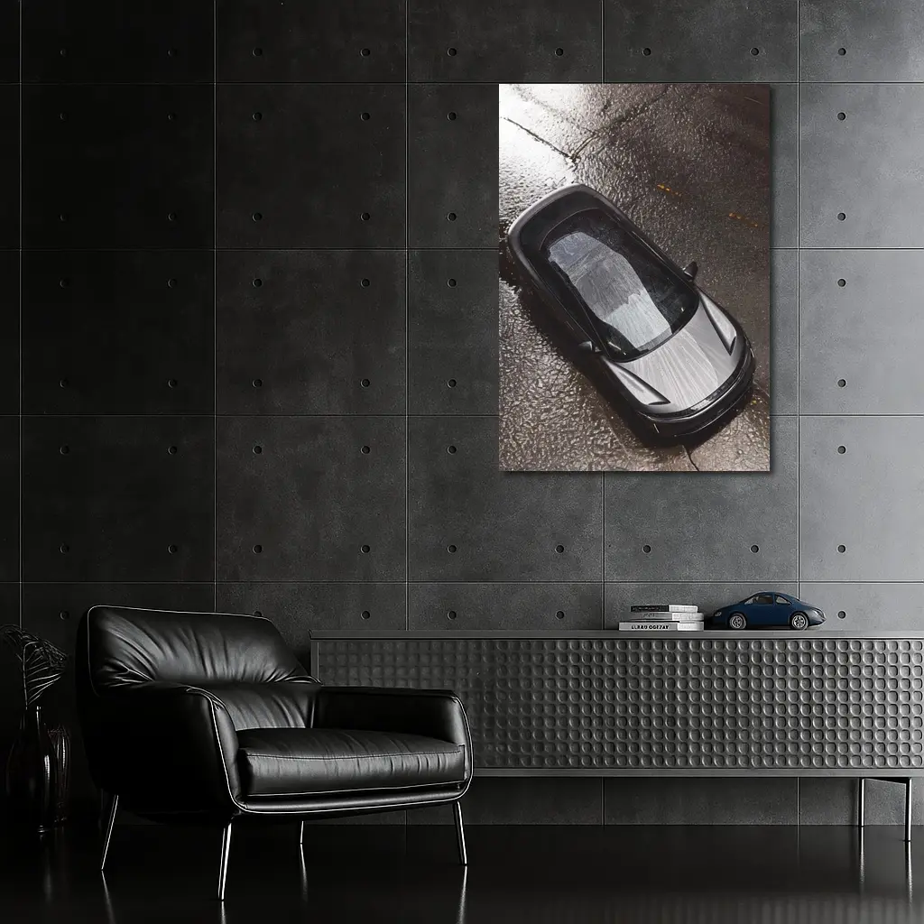 Lucid Air Wet Rainy Street Top View – Wall Art