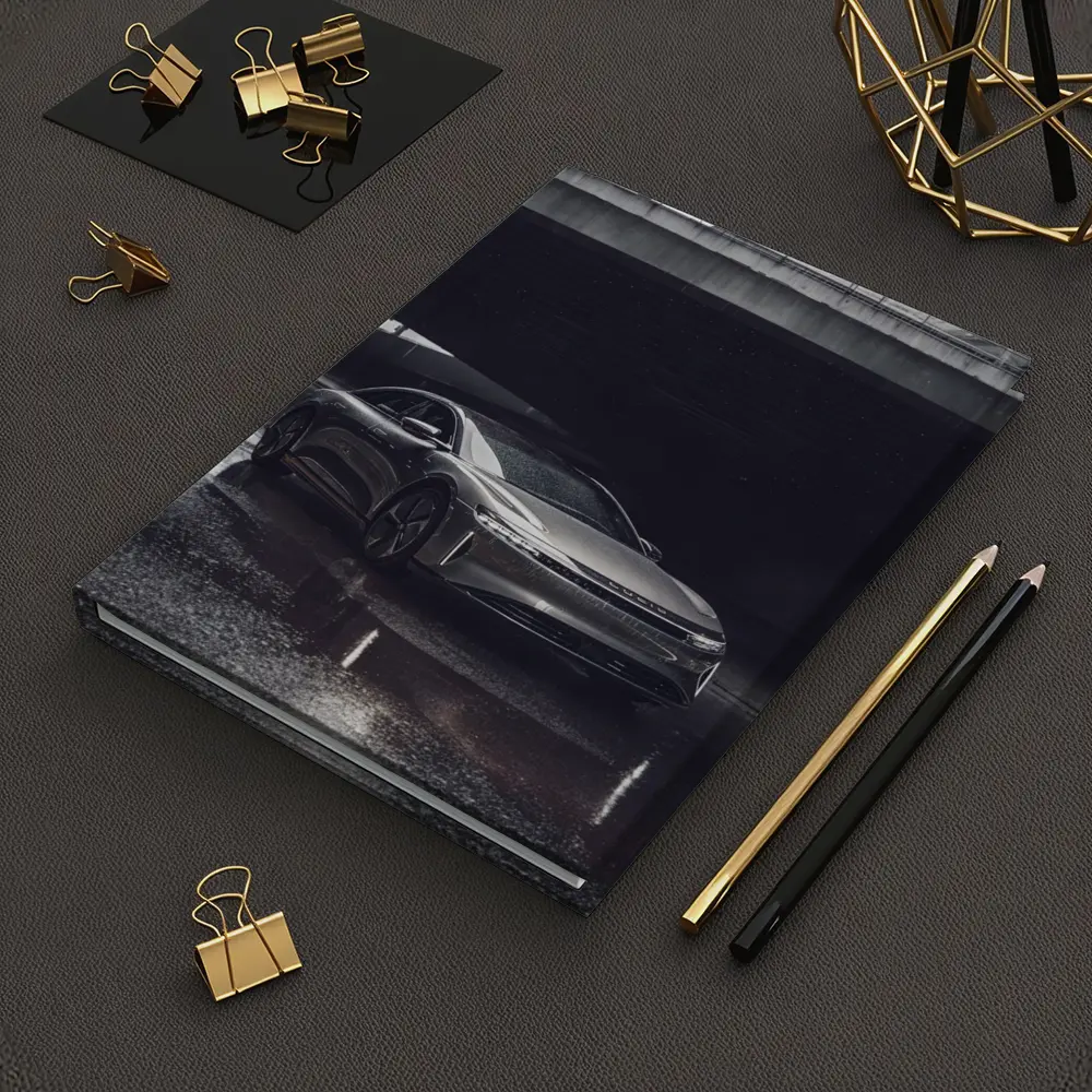 Lucid Air Sedan Wet Urban Street Night – Notebooks