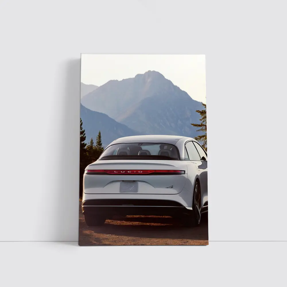 Lucid Air Rear View Mountain Backdrop – Wall Art