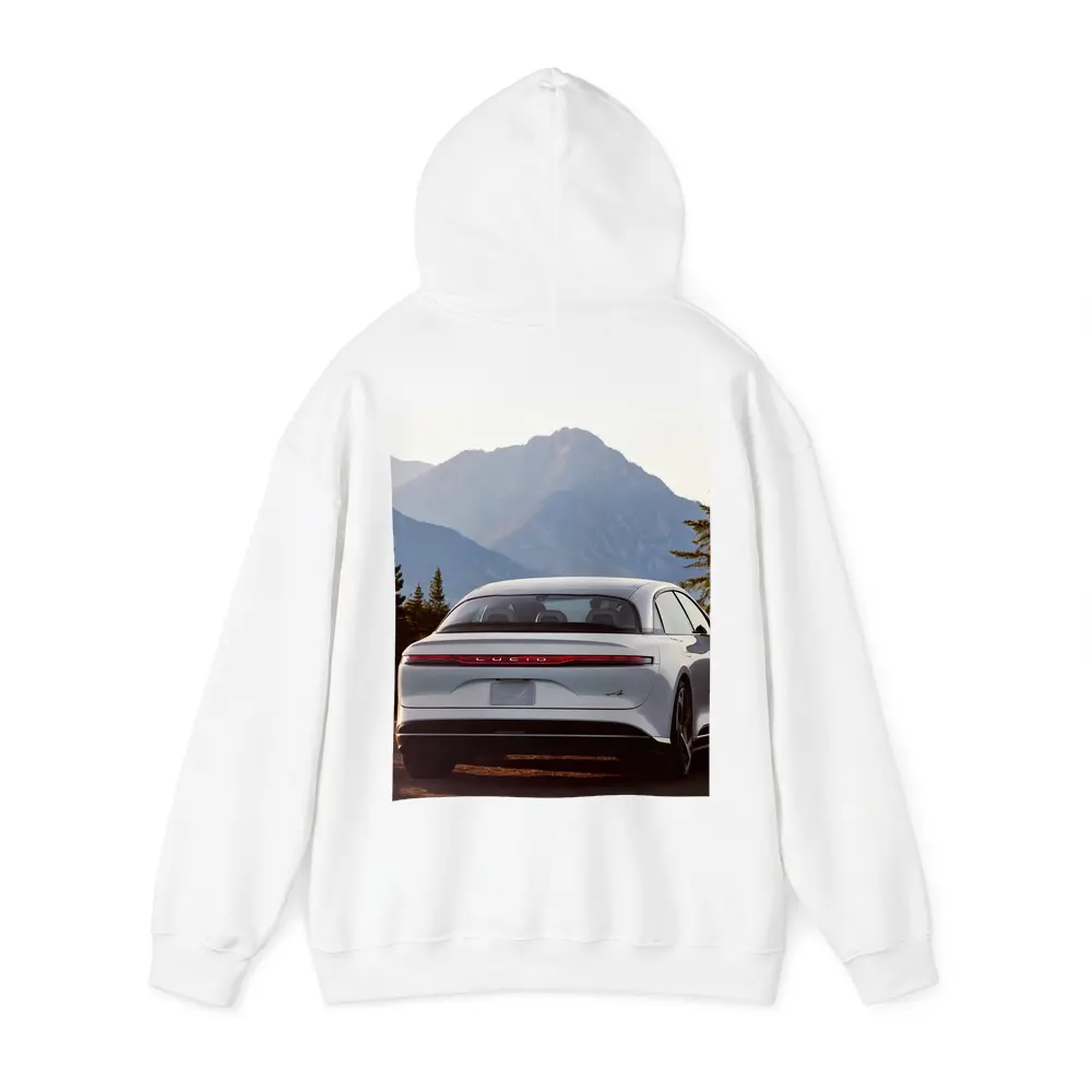 Lucid Air Rear View Mountain Backdrop – Hoodies