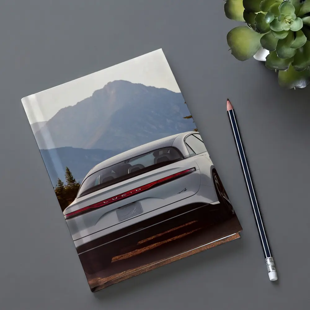 Lucid Air Rear View Mountain Backdrop – Notebooks