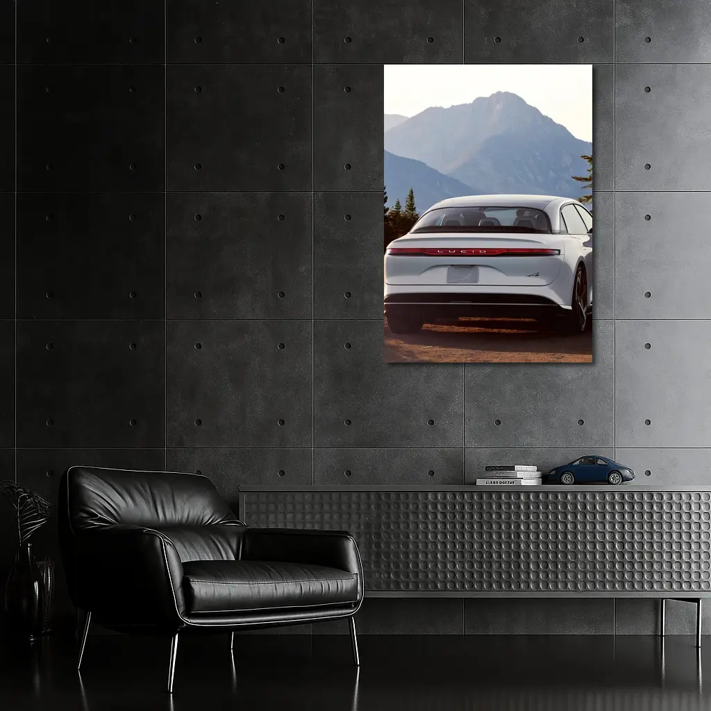 Lucid Air Rear View Mountain Backdrop – Wall Art