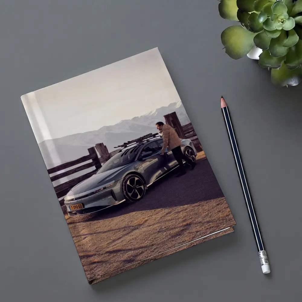 Lucid Air Car Snow Capped Mountain Winter – Notebooks