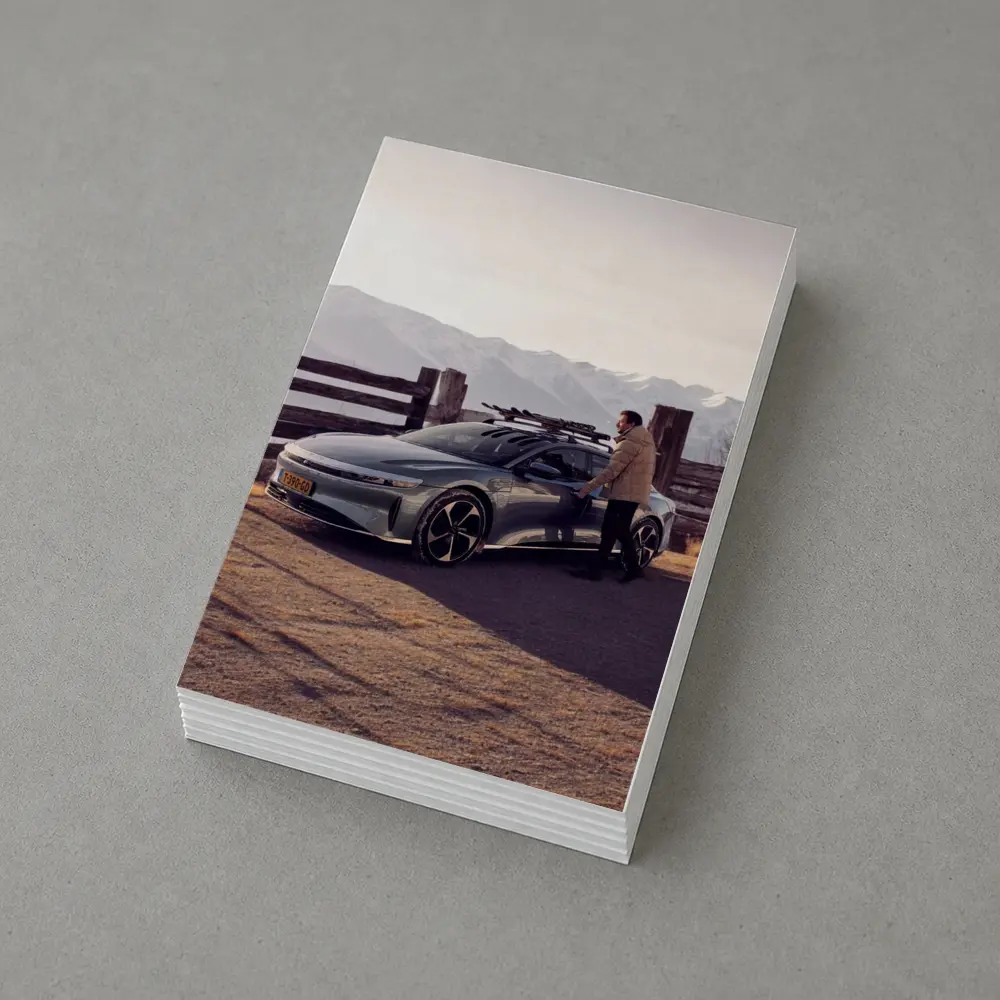 Lucid Air Car Snow Capped Mountain Winter – Postcards