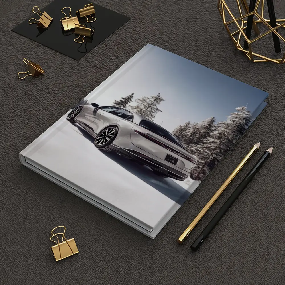 Lucid Air Sedan Snowy Winter Forest Scene – Notebooks
