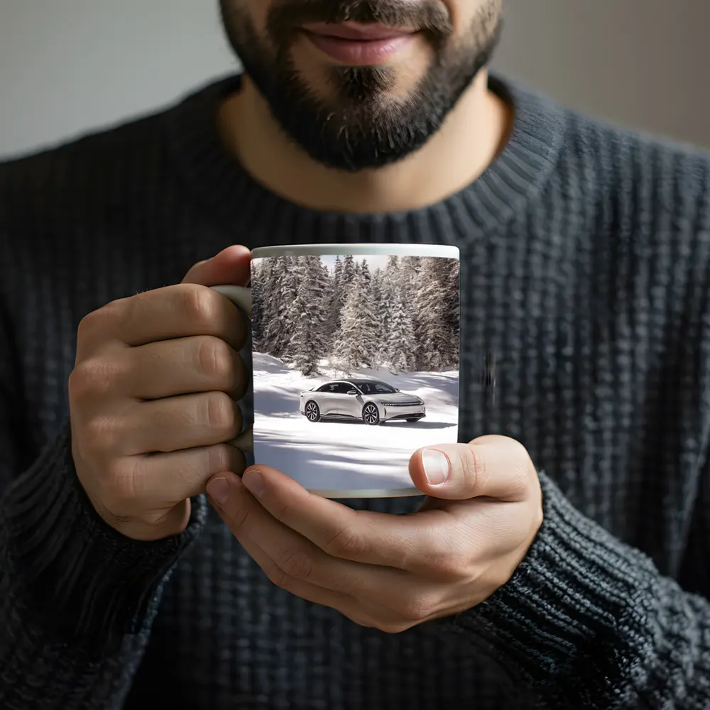 Lucid Air Sedan Snowy Winter Forest – Mugs