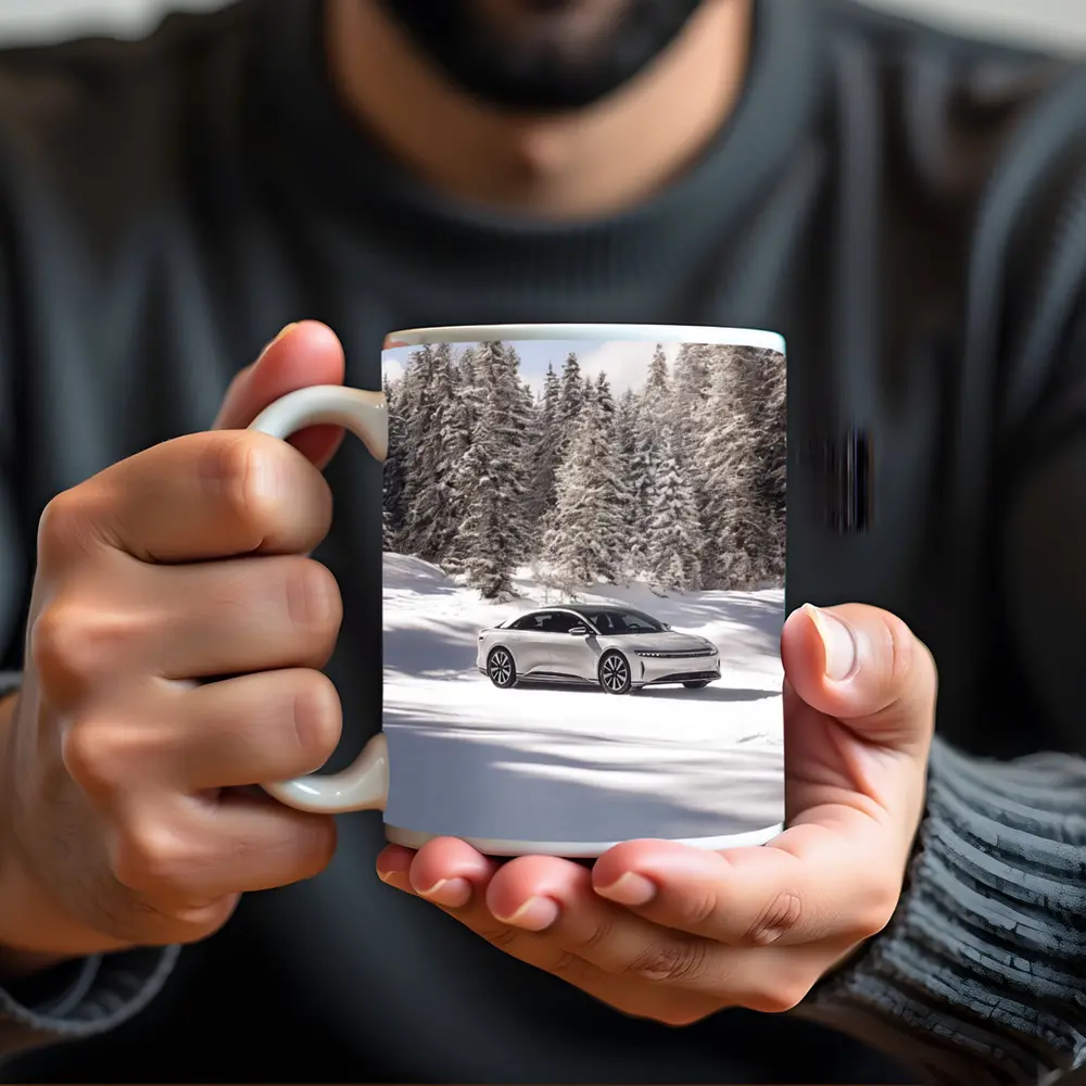 Lucid Air Sedan Snowy Winter Forest – Mugs
