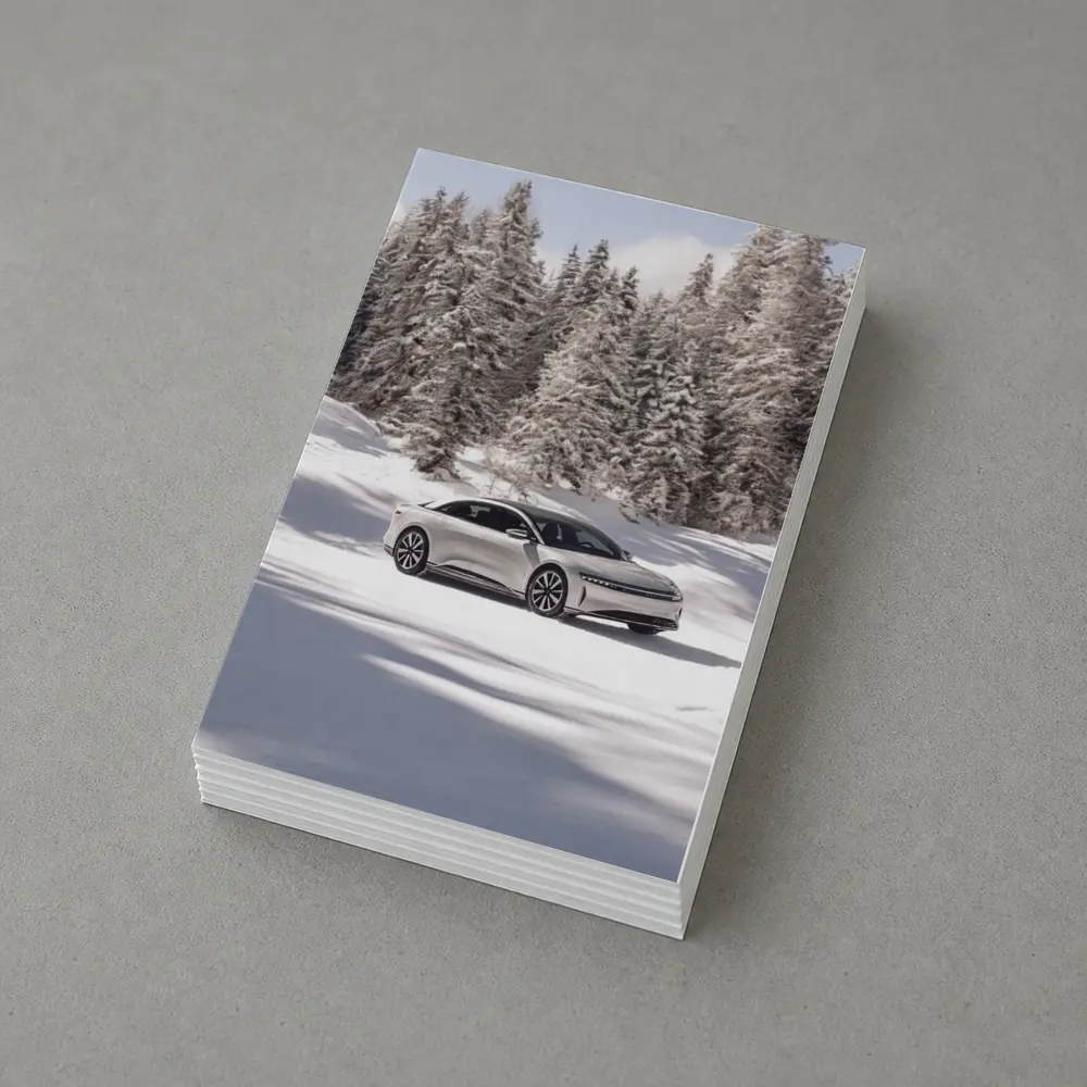 Lucid Air Sedan Snowy Winter Forest – Postcards