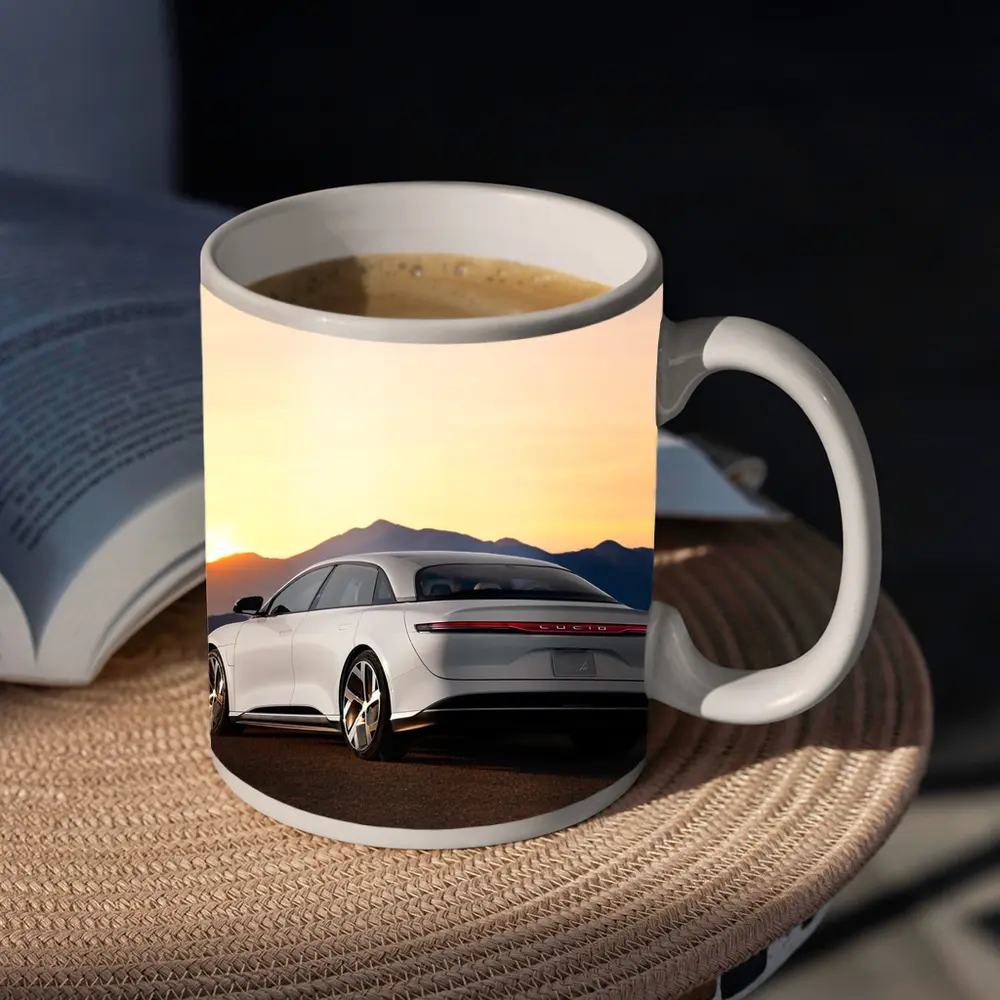 Lucid Air Electric Sedan Sunset Mountains – Mugs