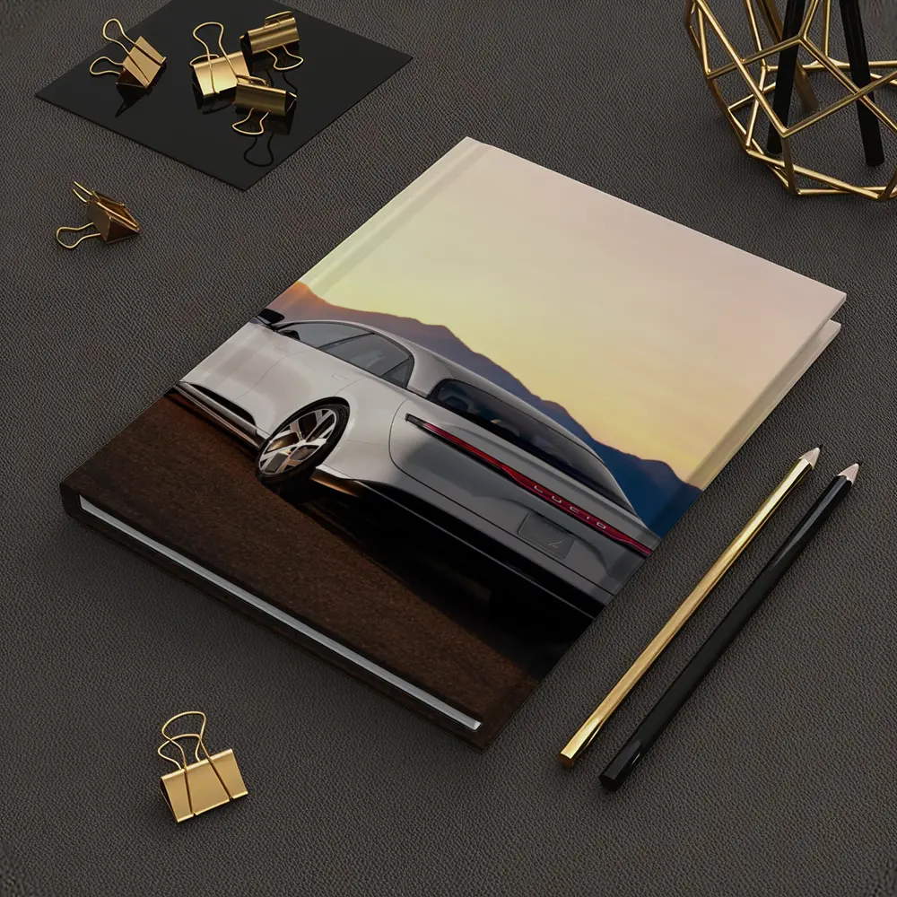 Lucid Air Electric Sedan Sunset Mountains – Notebooks