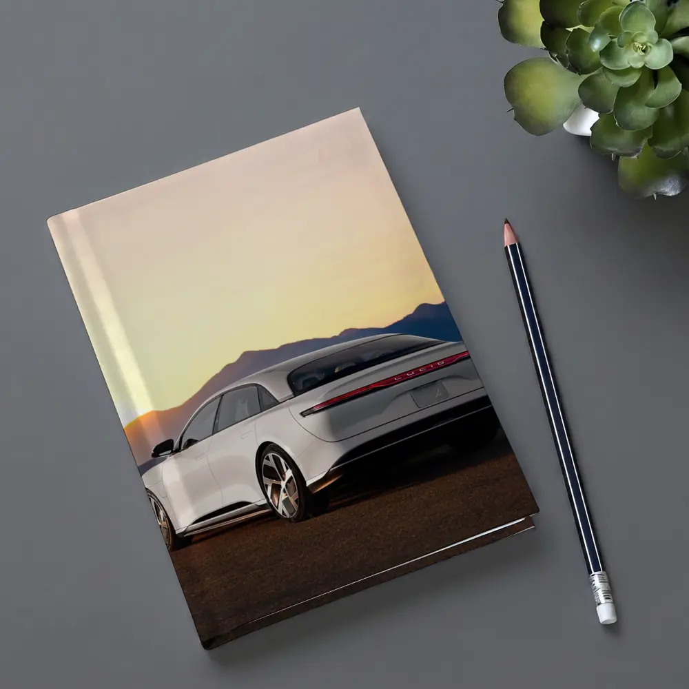 Lucid Air Electric Sedan Sunset Mountains – Notebooks