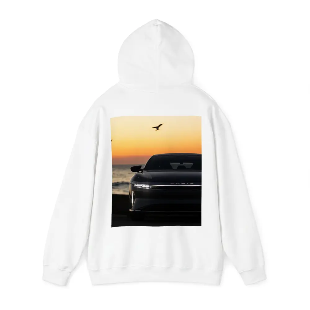 Lucid Air at Golden Sunset Ocean Shore – Hoodies