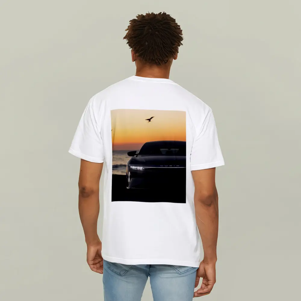 Lucid Air at Golden Sunset Ocean Shore – T-Shirts
