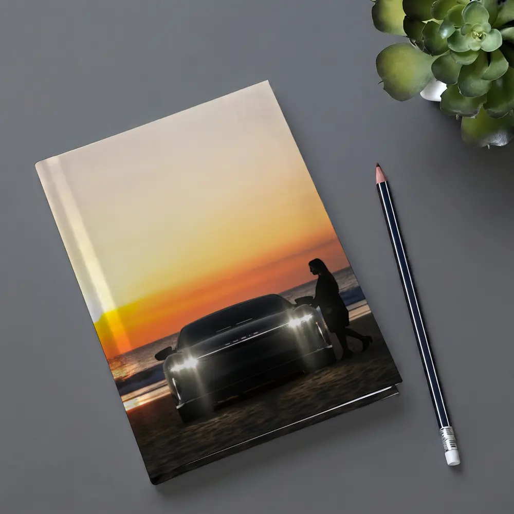 Lucid Air Woman Silhouette Beach Sunset – Notebooks