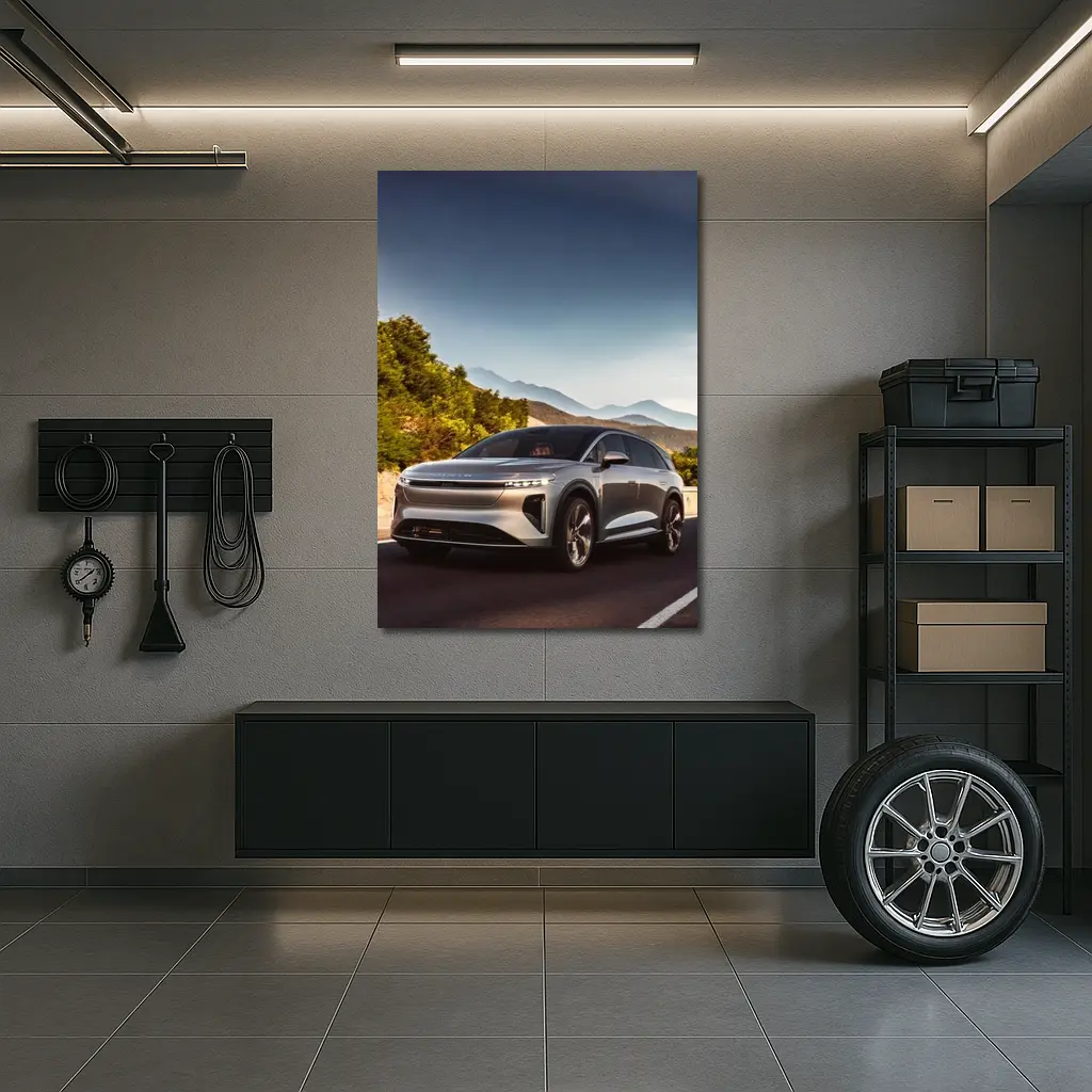 Lucid Gravity SUV Mountain Road Drive – Wall Art