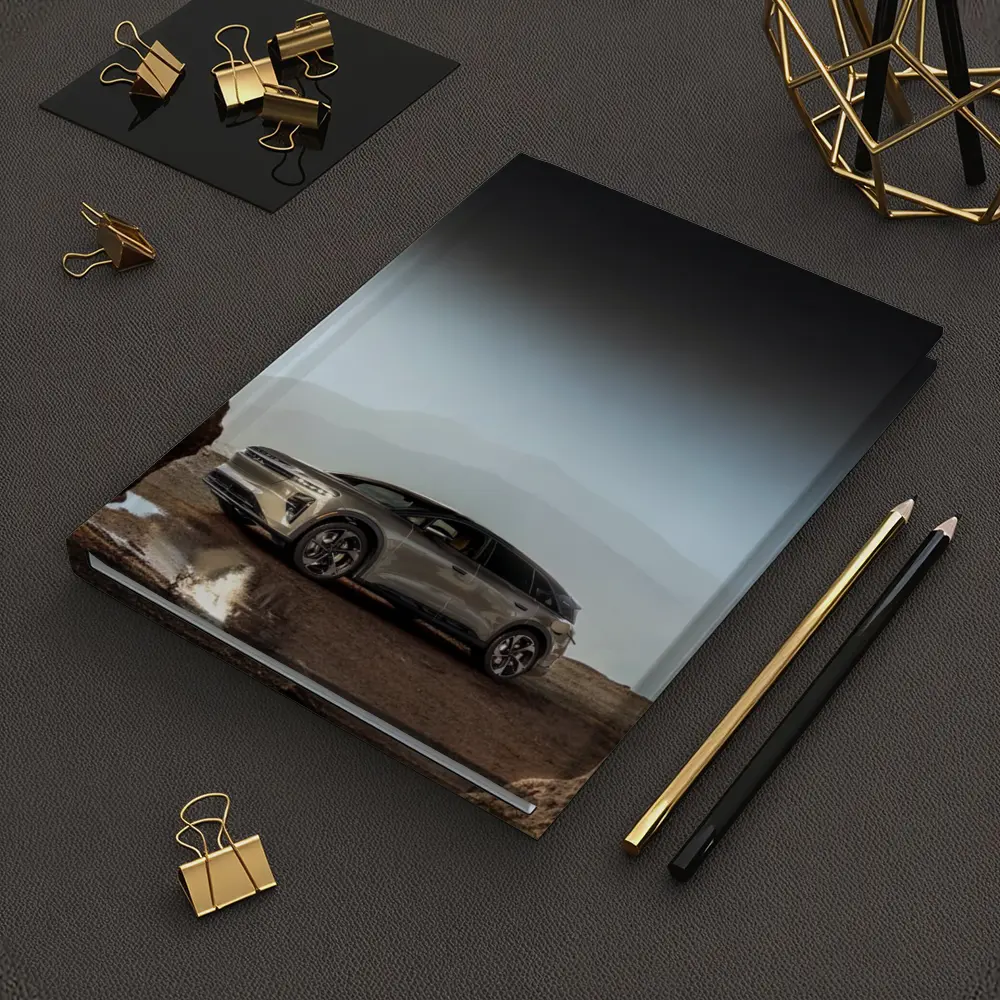 Lucid Gravity SUV Parked Rocky Mountain Landscape – Notebooks