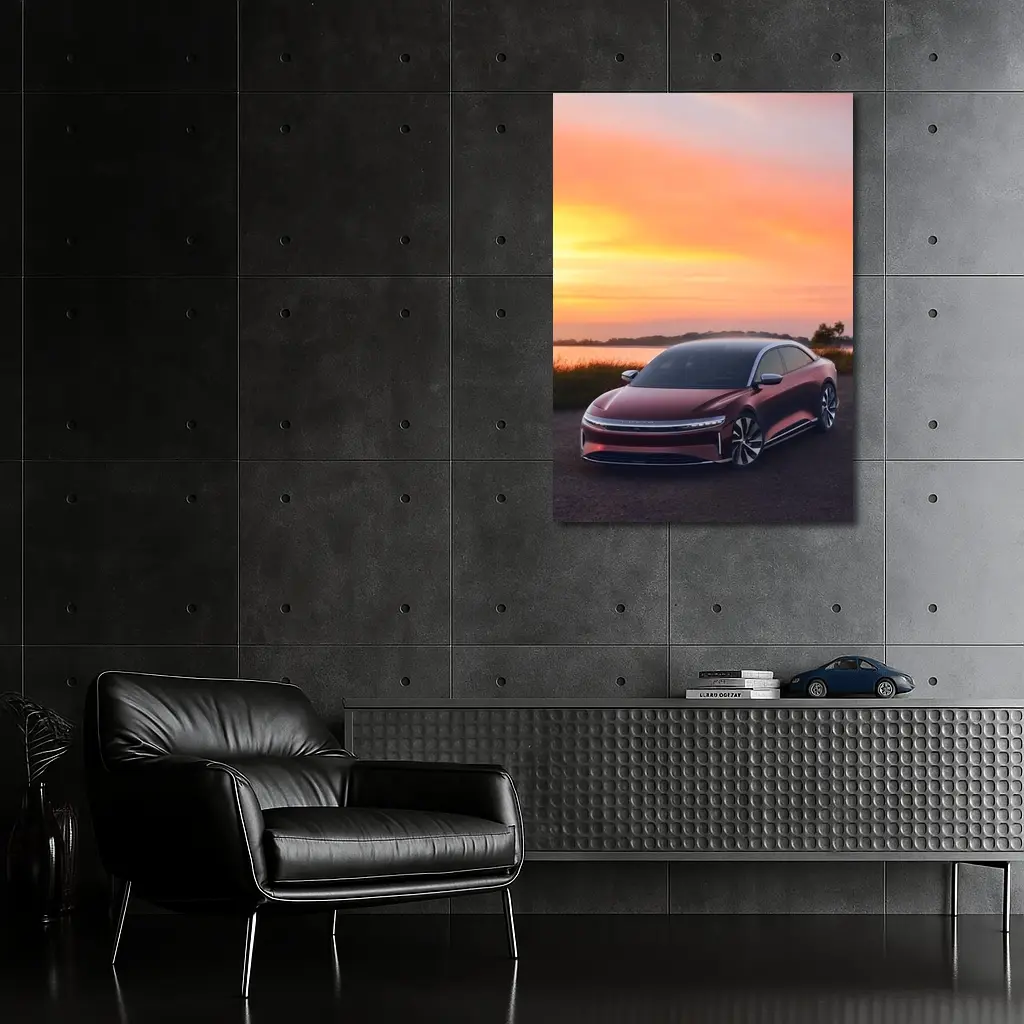 Lucid Air Grand Touring Red Sunset – Wall Art