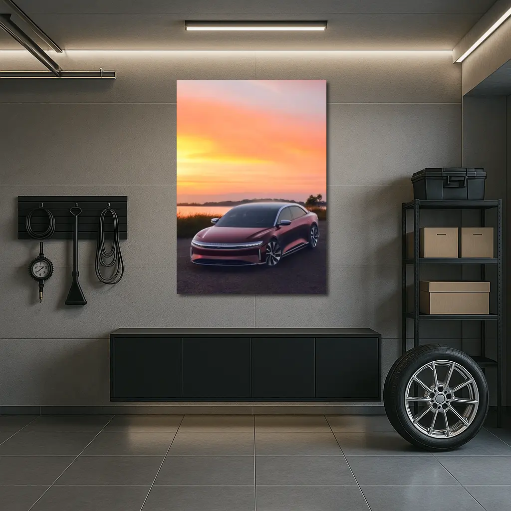 Lucid Air Grand Touring Red Sunset – Wall Art