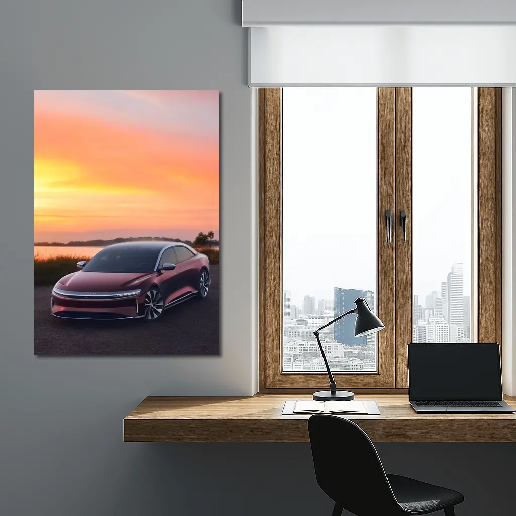 Lucid Air Grand Touring Red Sunset – Wall Art