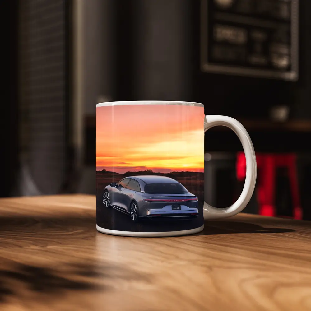 Lucid Air Grand Touring Glowing Sunset Sky – Mugs