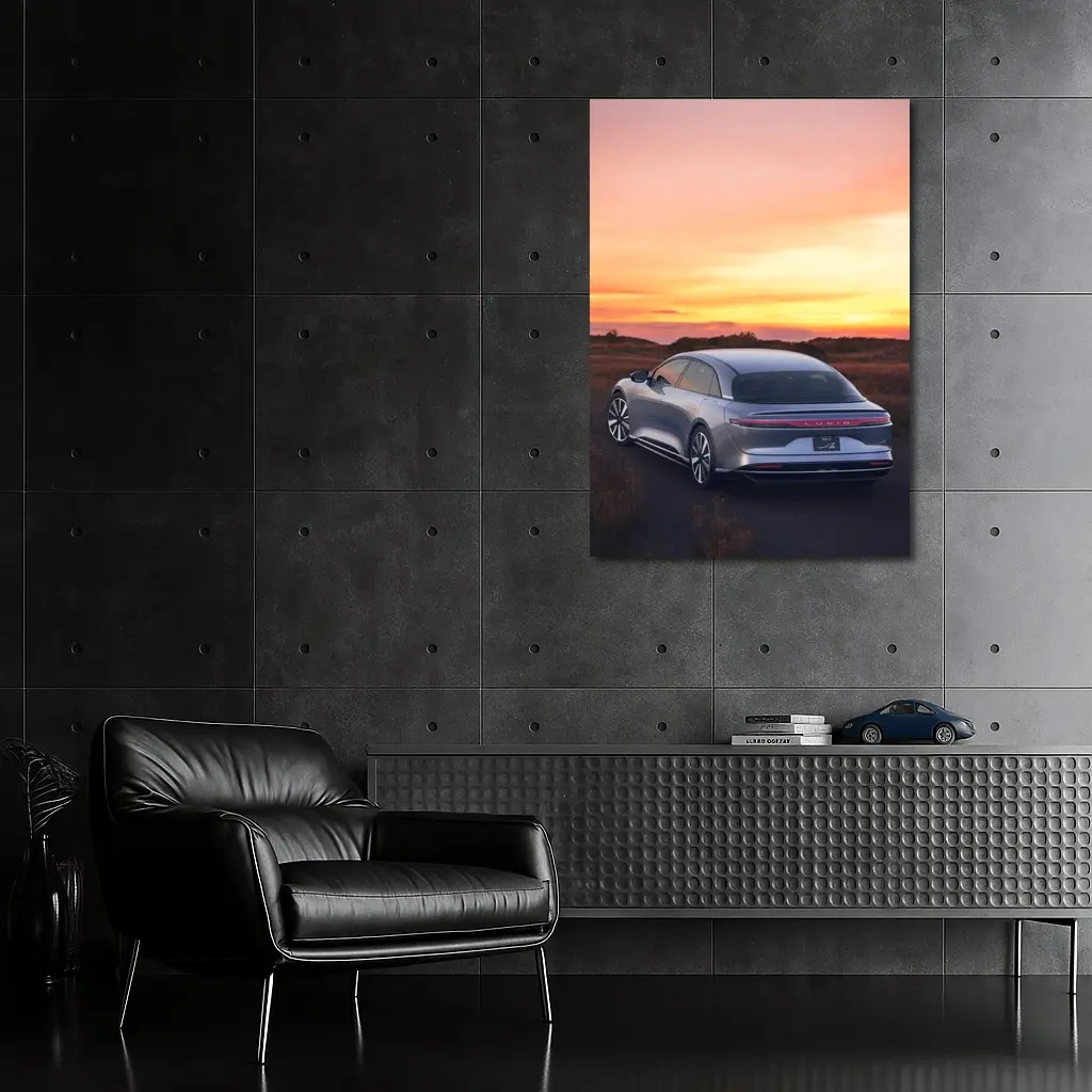 Lucid Air Grand Touring Glowing Sunset Sky – Wall Art