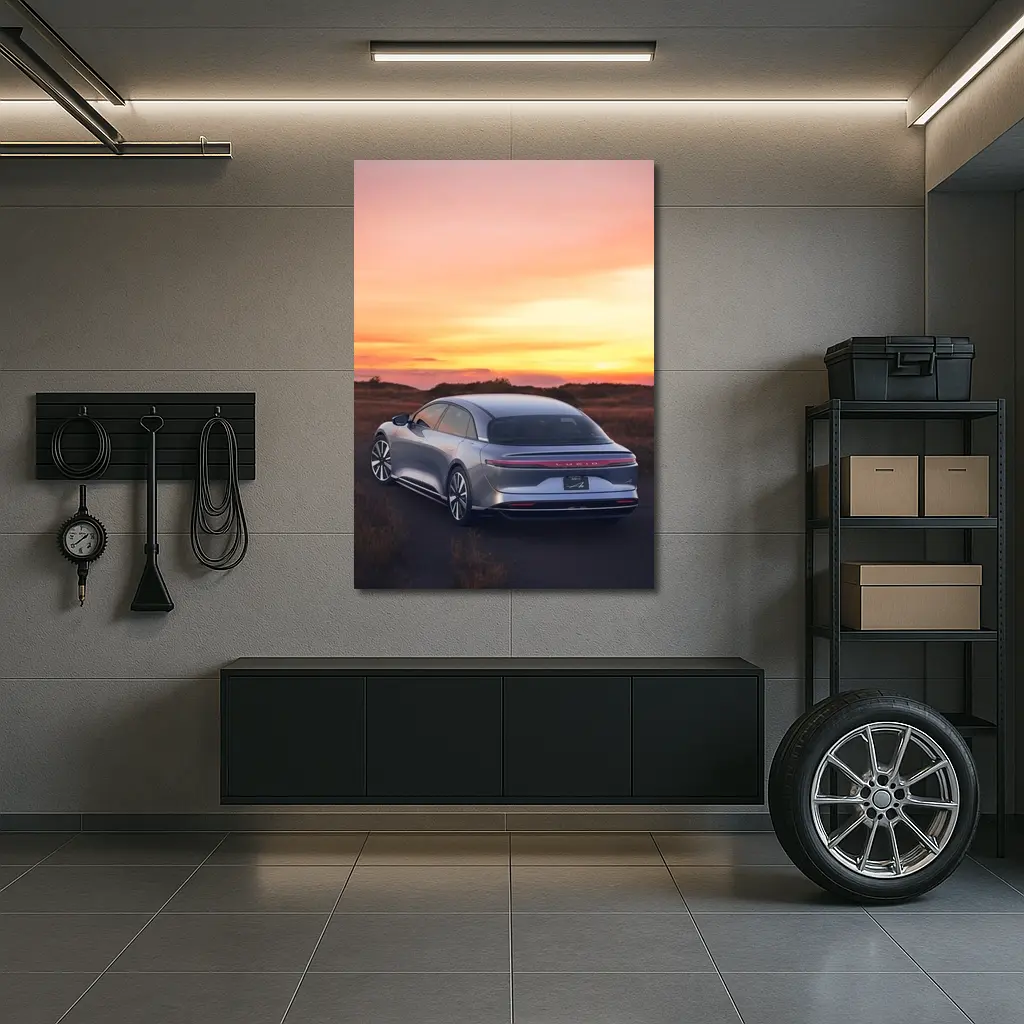Lucid Air Grand Touring Glowing Sunset Sky – Wall Art