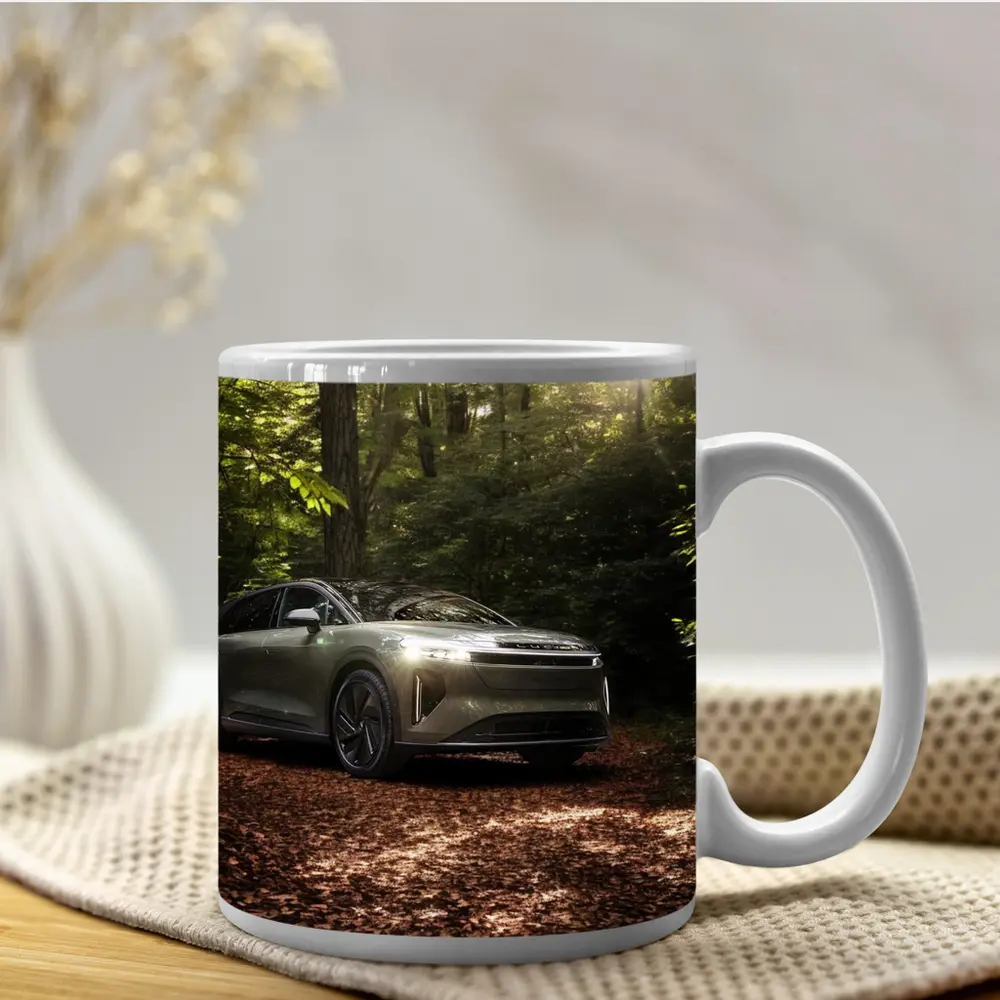 Lucid Gravity SUV Parked In Forest – Mugs