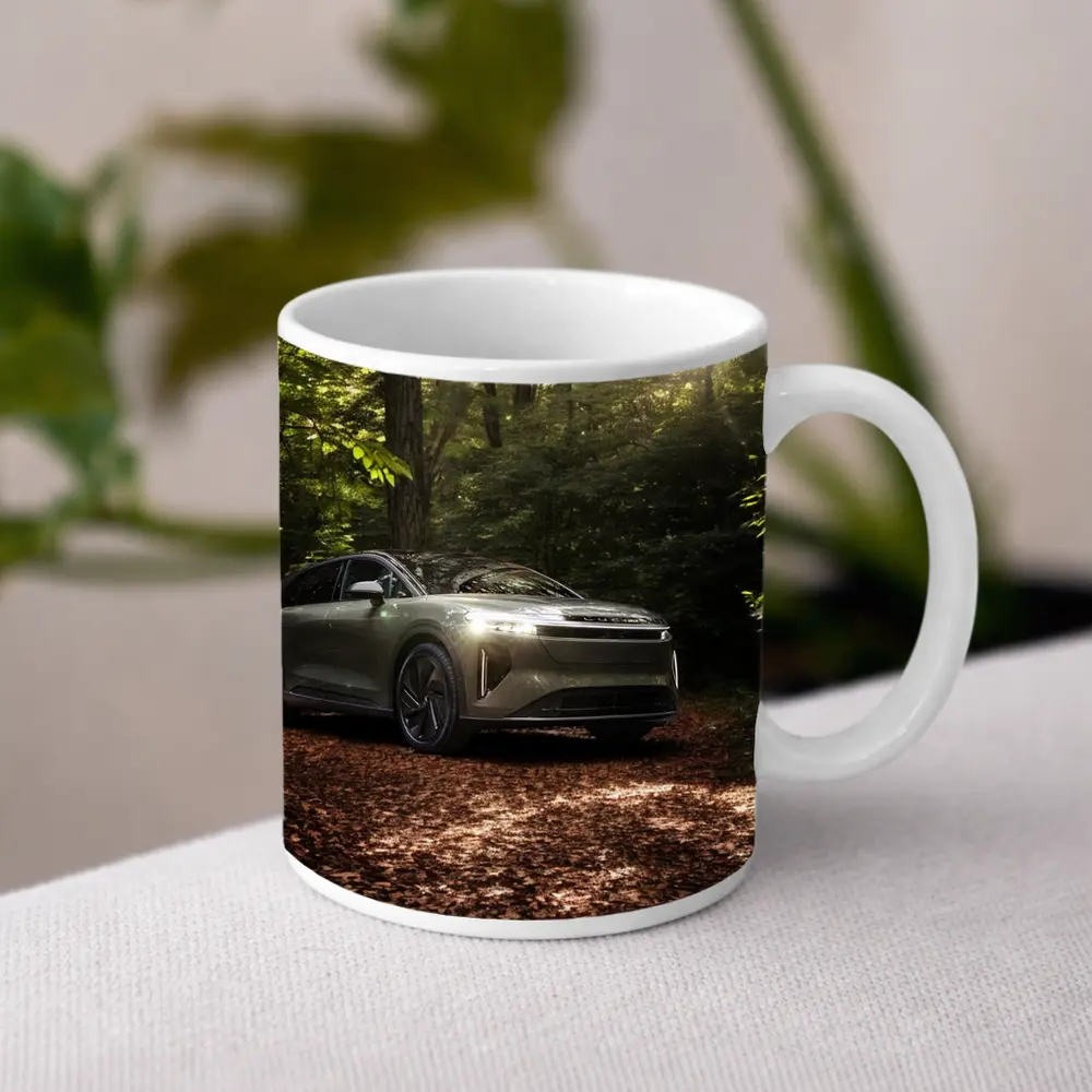 Lucid Gravity SUV Parked In Forest – Mugs