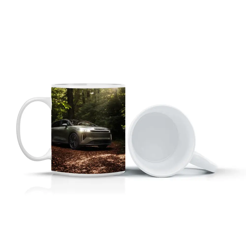 Lucid Gravity SUV Parked In Forest – Mugs