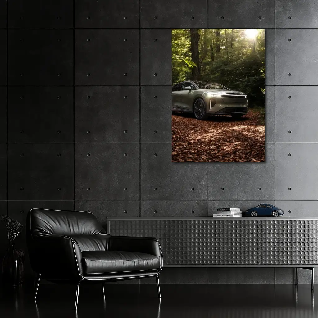 Lucid Gravity SUV Parked In Forest – Wall Art