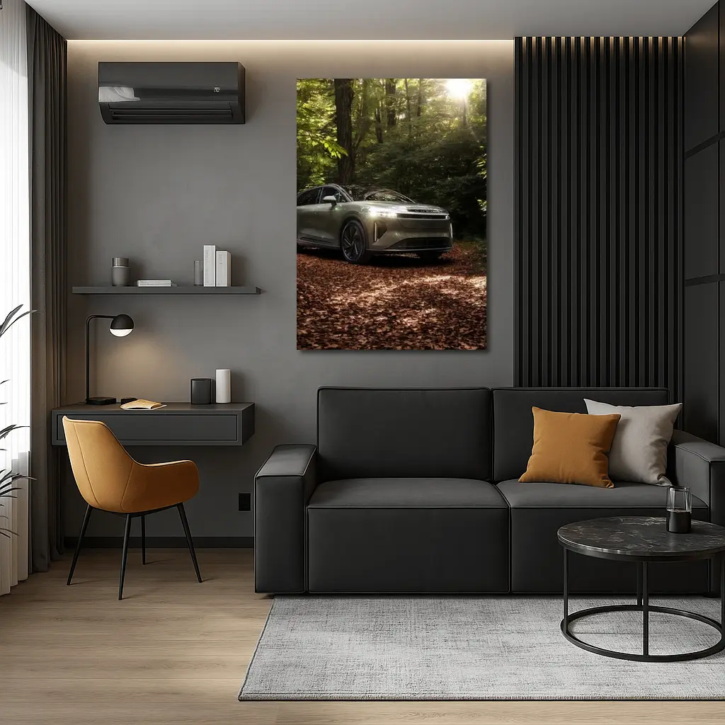 Lucid Gravity SUV Parked In Forest – Wall Art